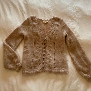 sezane cream/beige lace wool caridan